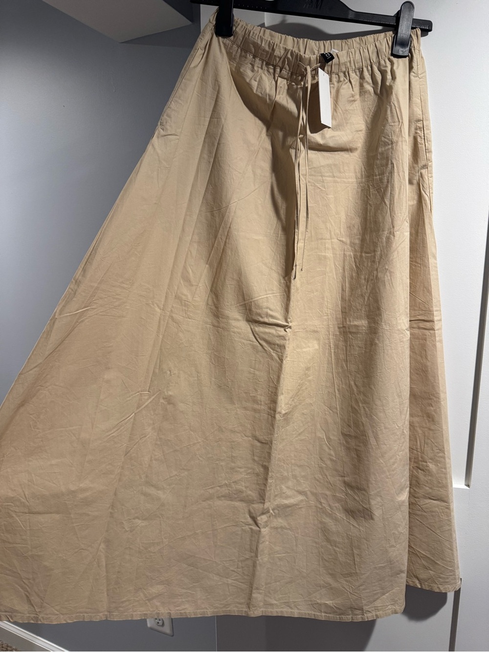 H&M Divided Beige A-Line Drawstring Waist Maxi Skirt NWT